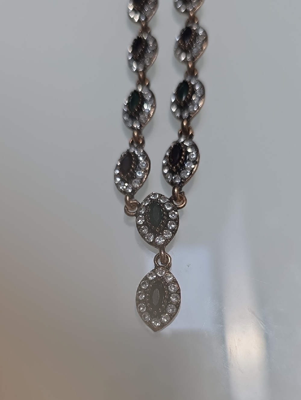 Crystal Accent Green and Silver Pendant Necklace - Women Jewelry